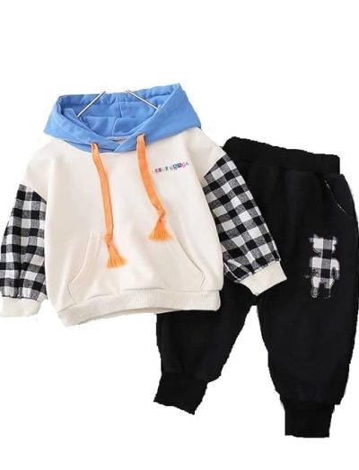 Boys Cotton Checkered Track Suit
