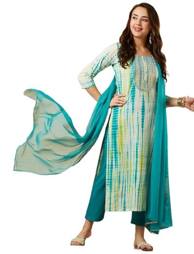 Women's Cotton Kurta with Pant & Dupatta