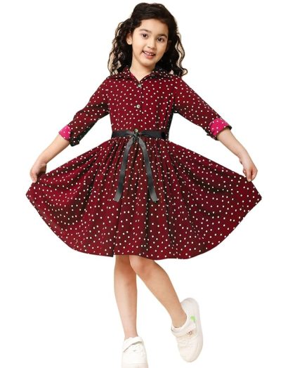 Girls Cotton Striped Shirt Dress